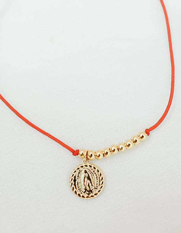 PULSERA HILO ROJO VIRGEN DE GUADALUPE GOLD