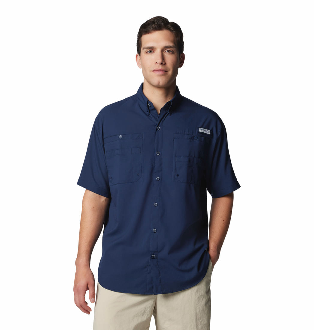 CAMISA COLUMBIA MANGA CORTA PFG TAMIAMI™ II AZUL PARA HOMBRE
