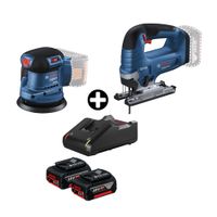 COMBO Lijadora Orbital GEX 185-LI Bosch + Sierra Caladora 18V GST 185-LI Bosch + 2 Baterías 18v 4ah + Cargador Bivolt Bosch