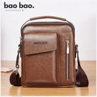 Morral para Hombre Cuero PU Bandolera Casual Impermeable - Marrón