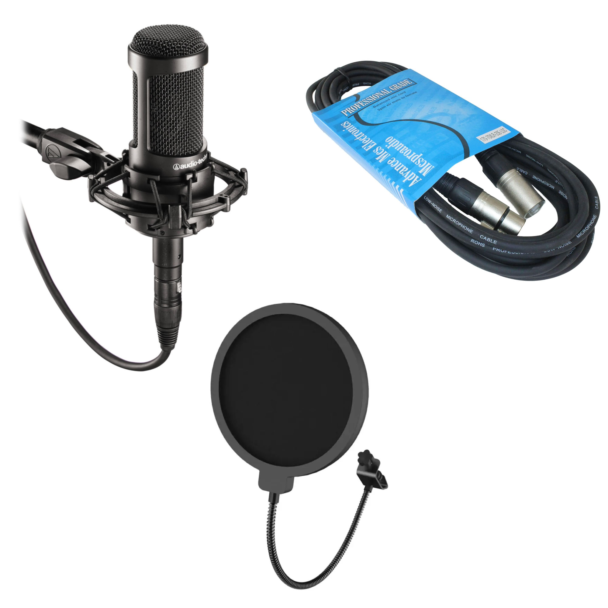 Kit Audio-Technica AT2035 Con Filtro Anti-Pop Y Cable XLR