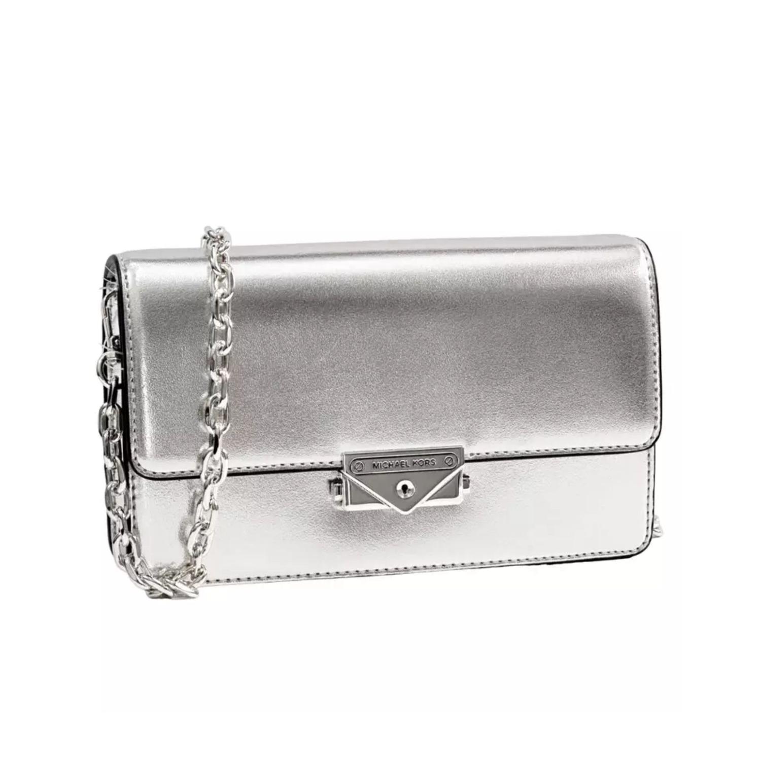 Cartera Clutch Michael Kors Cece Metallic Silver