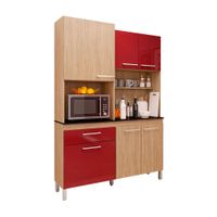 Mueble Alacena de Cocina Ariana 130cm MDP Nogueira/Bordo Naranja
