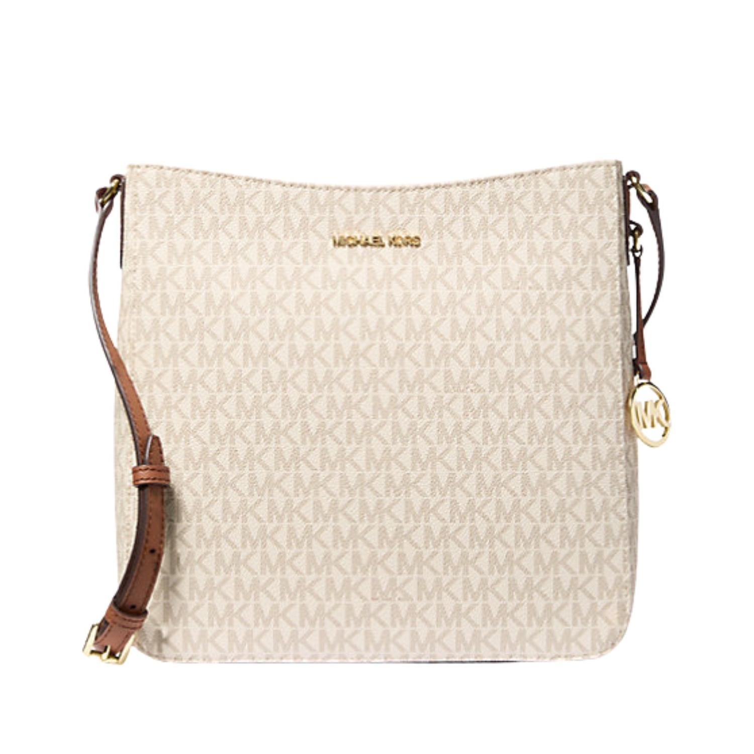 Cartera Crossbody Michael Kors Jet Set Travel Large Logo Messenger - Beige