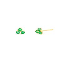 Aretes De Oro 18K Esmeralda Tu Y Yo