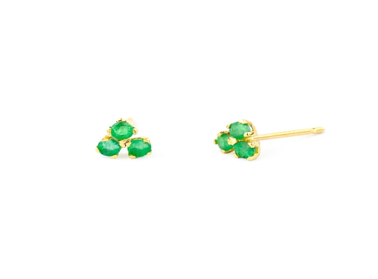 Aretes De Oro 18K Esmeralda Tu Y Yo