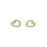 Aretes Esmeralda Corazon Oro 18K