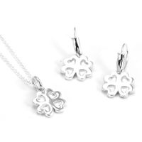 Set Collar y Aretes de Plata 925 Trébol