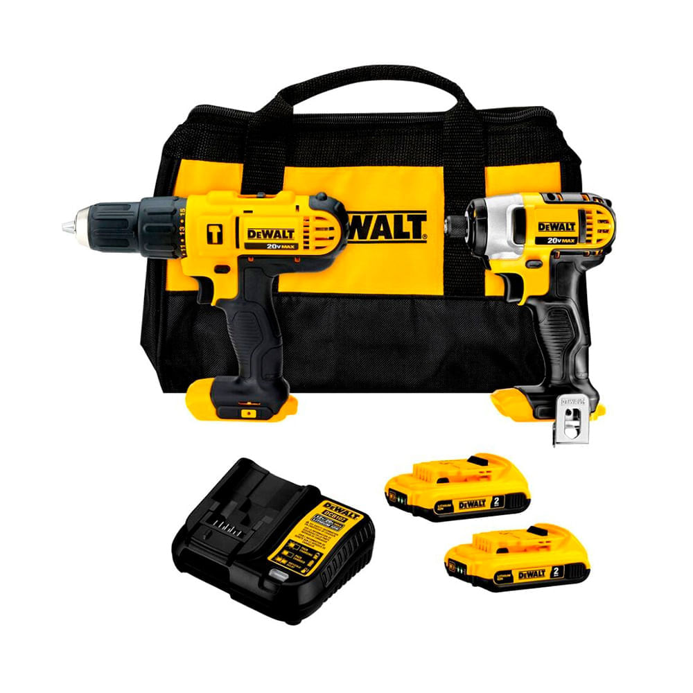 Taladro Percutor 1/2"" 20V + Atornillador Impacto 1/4"" 20V DCK222D2 Dewalt