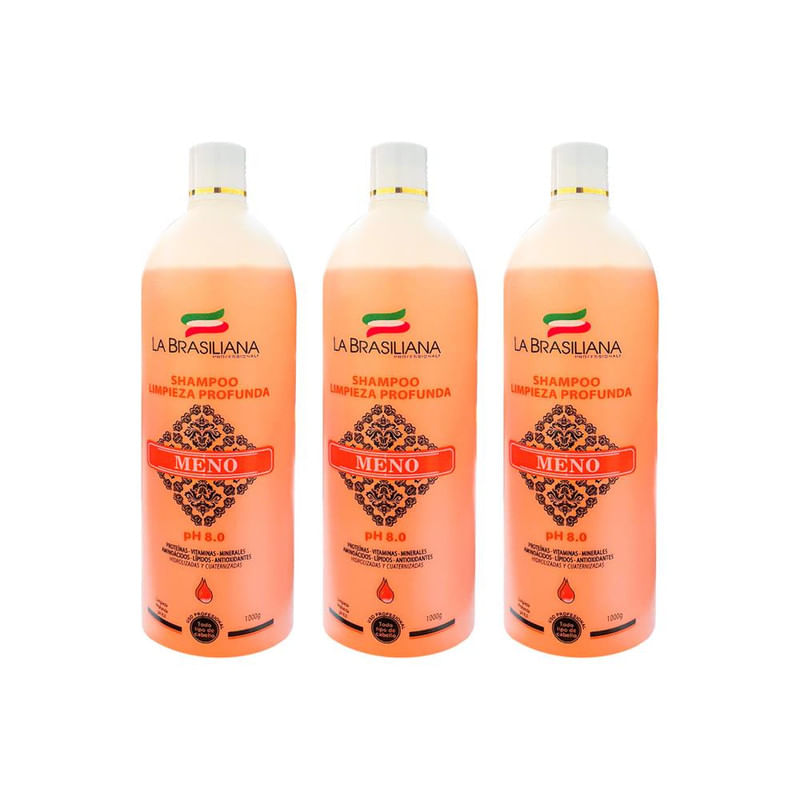 Shampoo Antiresiduo Limpieza Profunda La Brasiliana 1Lt 3 Unid