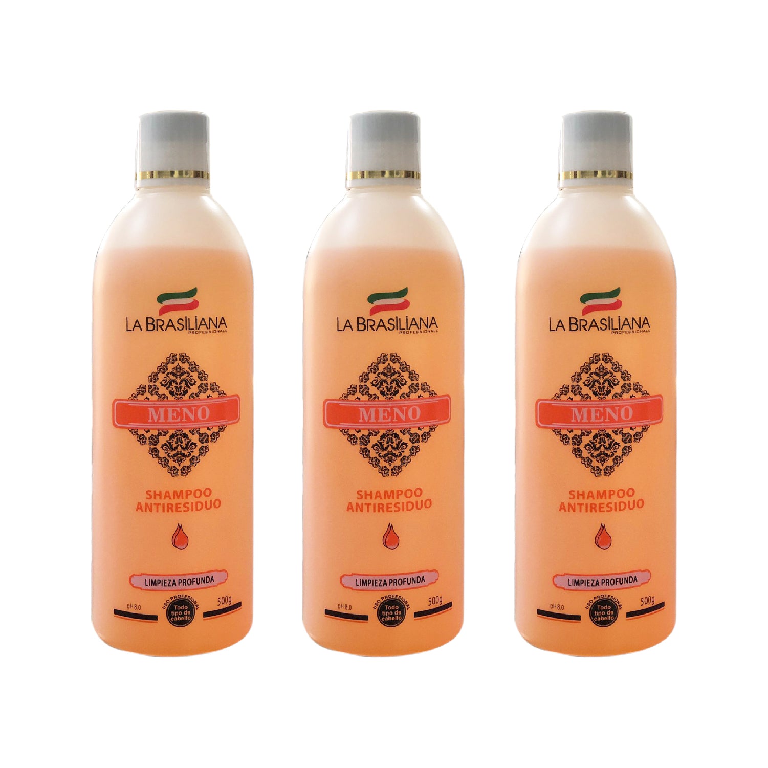 Shampoo Antiresiduo Limpieza Profunda La Brasiliana 500Gr 3 Unid