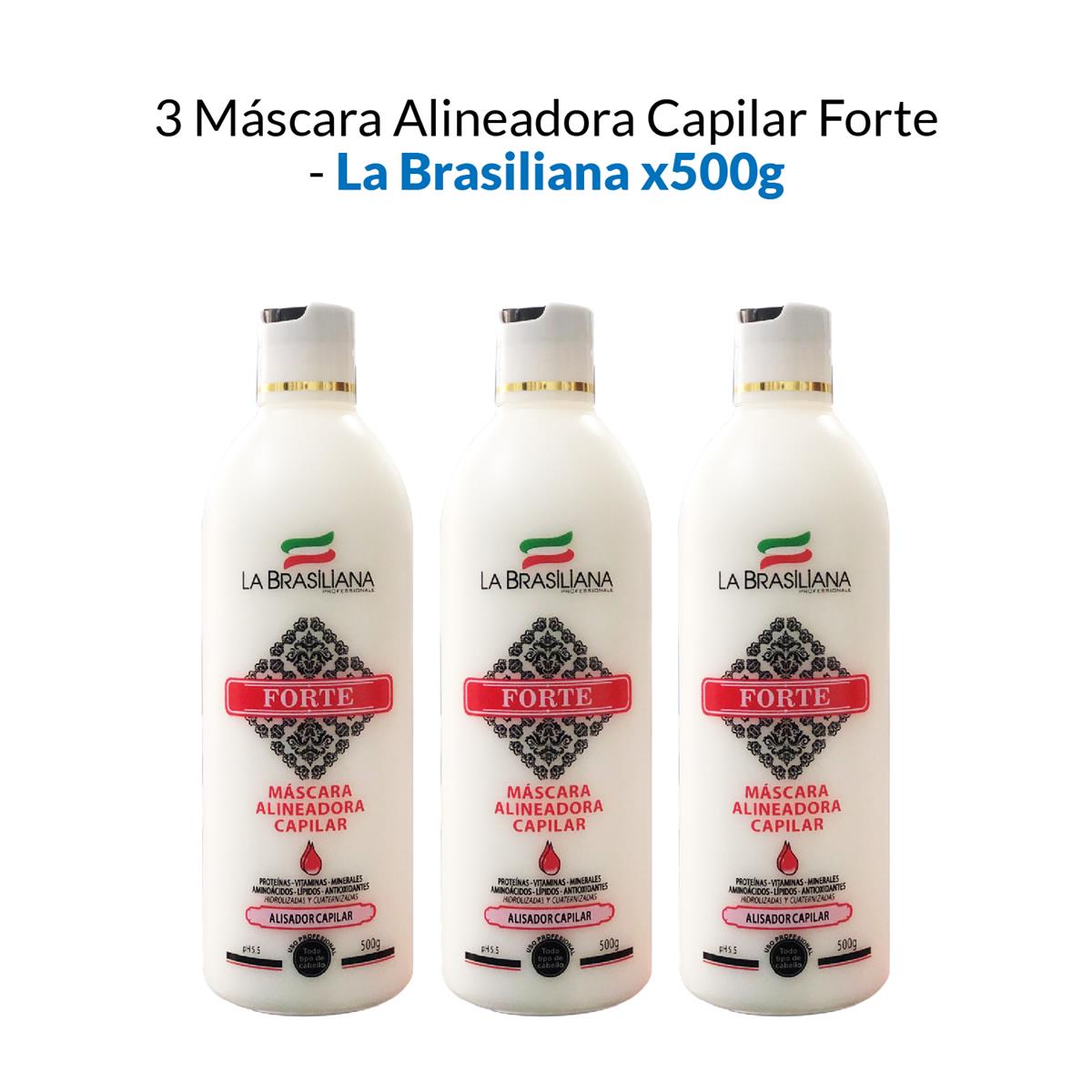 mascara Alineadora Capilar Forte La Brasiliana 500Gr 3 Unid