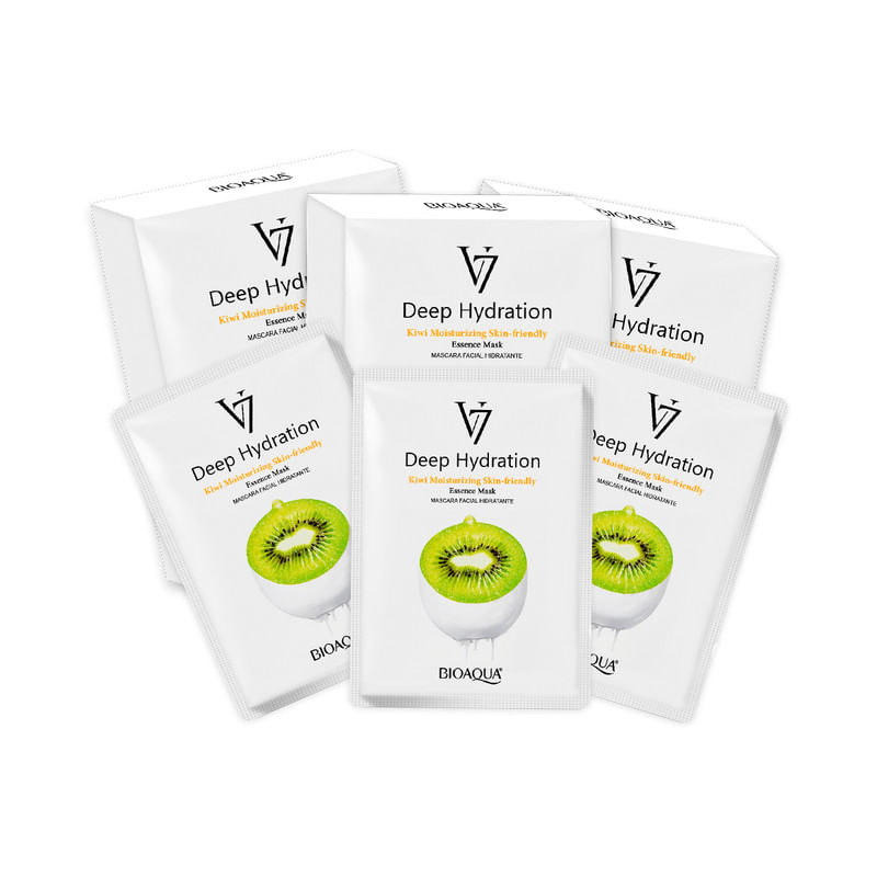 Mascarilla Facial Esencia De Kiwi Hidratacion 10Pcs Bioaqua 3 Unid