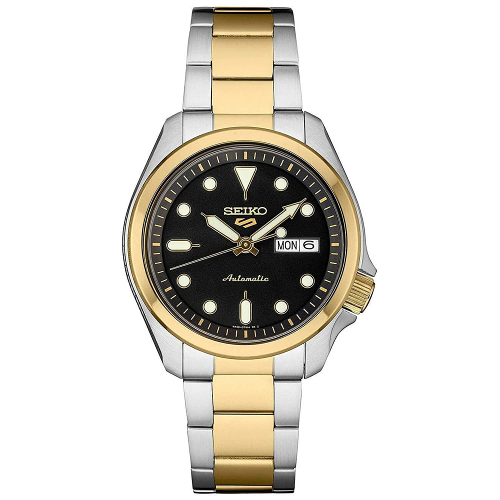 Reloj Seiko 5 Sports SRPE60 Automático Fecha Acero Inoxidable Plateado Dorado
