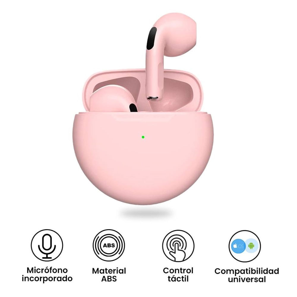 Audífonos Bluetooth Pro 6 Wireless Frequency: 2.4Ghz Rosado