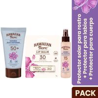 Pack Hawaiian Tropic Protector Solar Ozono Mist 96 Gr + Lip Balm 4Gr + Ozono Duo Defense 180Ml