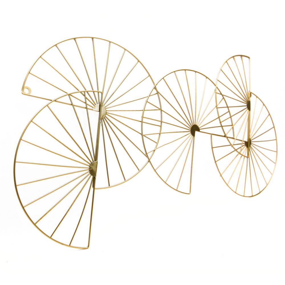 Escultura Metal Circulos Dorado 76.5 Cm