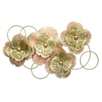 Escultura Metal Flores Dorado 59 Cm