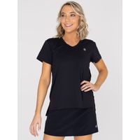 POLO MANGA CORTA PARA MUJER  V-NECK NEGRO BSOUL