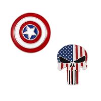 Setx2 Pines Metalico Escudo Cap. America & Calavera