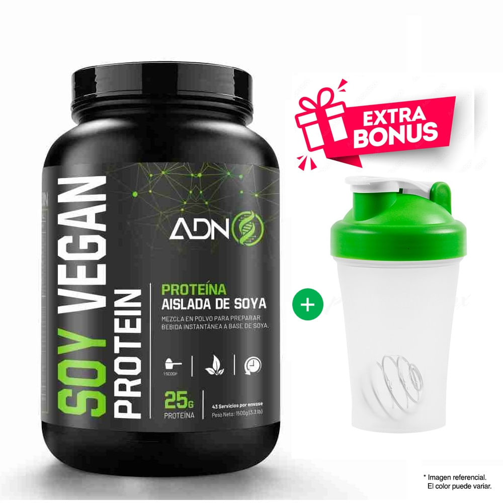 Proteína ADN Nutrition Soy Vegan 1.5 kg Vainilla + Shaker