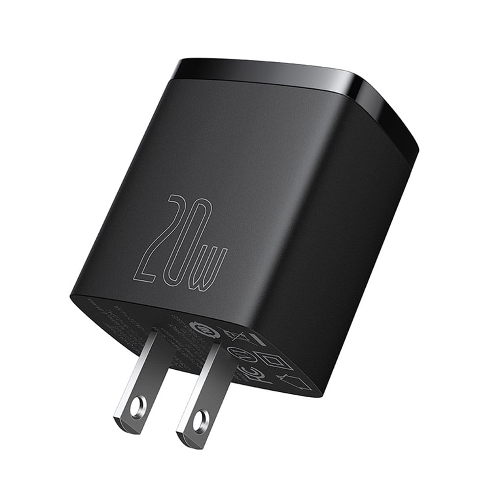 Cargador Rápido 20W Compacto USB-C y USB-A Baseus