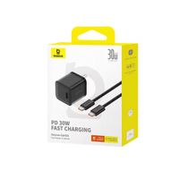 Cargador Rápido PD 30W Tipo C y Cable Nailon Tipo C 1 Metro Baseus
