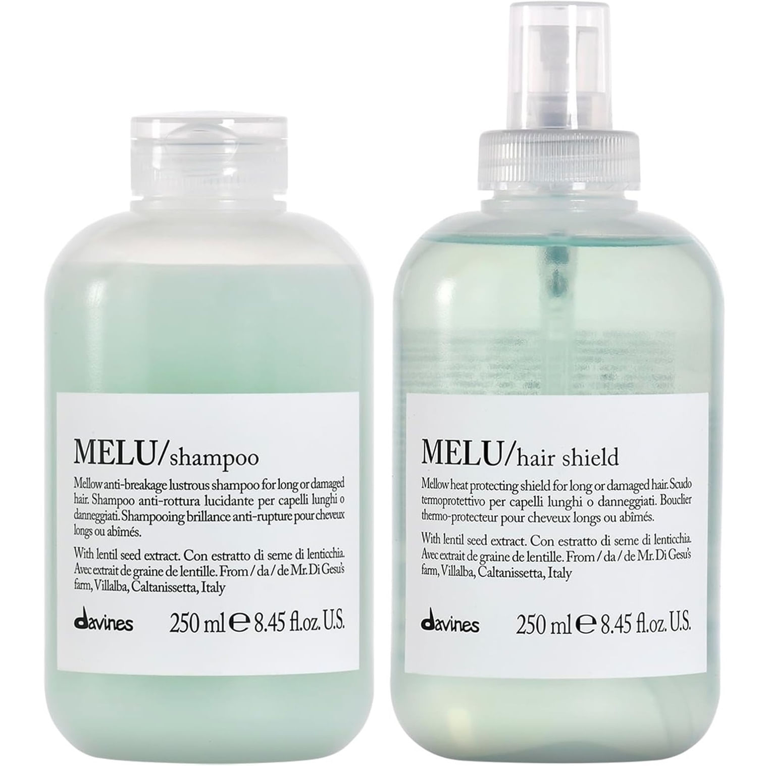 Shampoo Anti-rotura + Spray Hair Shield Protector Térmico Davines Melu