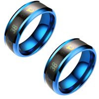 Packx2 Anillo Inteligente De Acero Con Sensor De Temperatura Unisex Azul - Talla 10
