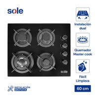 Encimera vidrio templado A gas SOLCO068