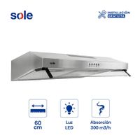 Campana Extractora Convencional 60cm Sole Nueva Roma 1 Motor Acero Inoxidable