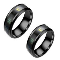 Packx2 Anillo Inteligente De Acero Con Sensor De Temperatura Unisex Color Negro - Talla 9