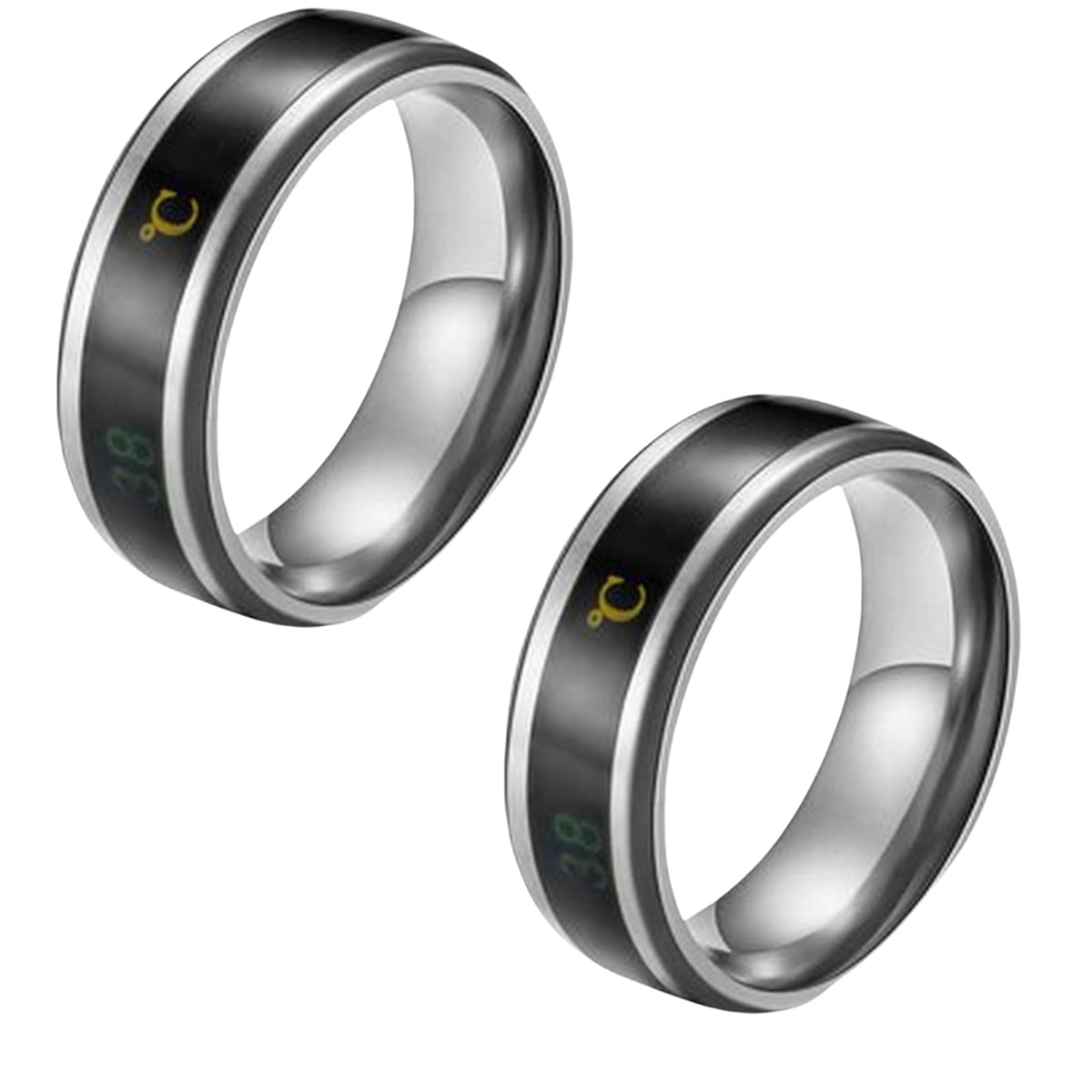 Packx2 Anillo Inteligente De Acero Con Sensor De Temperatura Unisex Plateado - Talla 10