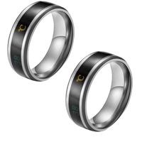 Packx2 Anillo Inteligente De Acero Con Sensor De Temperatura Unisex Plateado - Talla 9