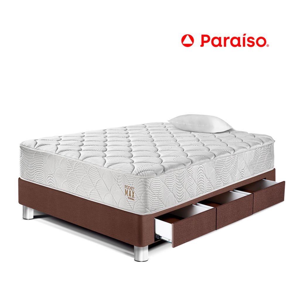 Cama Pocket Max 1.5 Plazas Con Cajones Chocolate