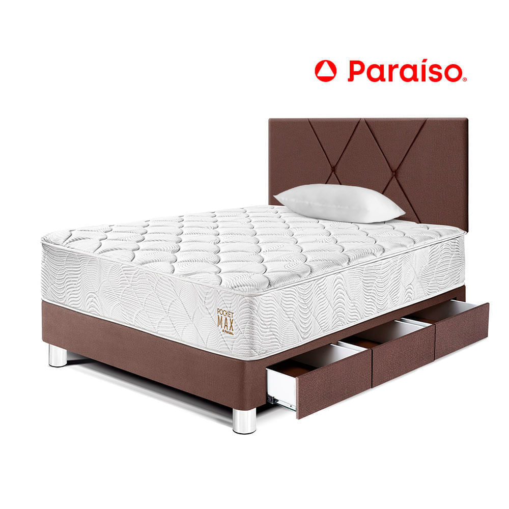 Dormitorio Pocket Max 1.5 Plazas Con Cajones Chocolate