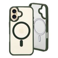 Case para iPhone 16, con MagSafe para carga inalámbrica, rígido, transparente con verde
