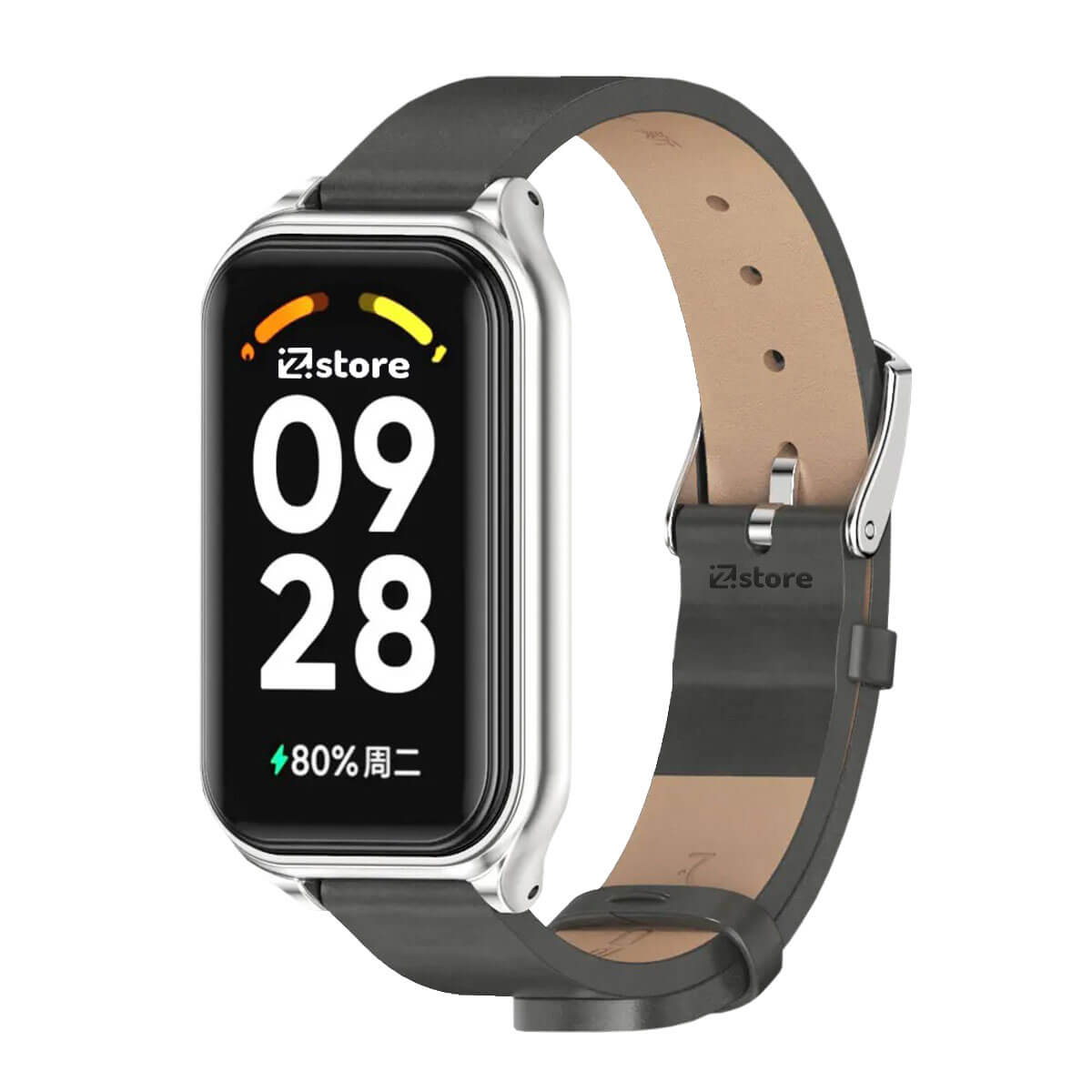 Correa de Cuero Para Redmi Band 2 de Microfibra PU Gris C/M Silver