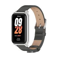 Correa de Cuero Para Xiaomi Mi Band 8 Active de Microfibra PU Gris C/M Silver