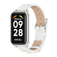 Correa de Cuero Para Redmi Band 2 de Microfibra PU Blanco C/M Silver