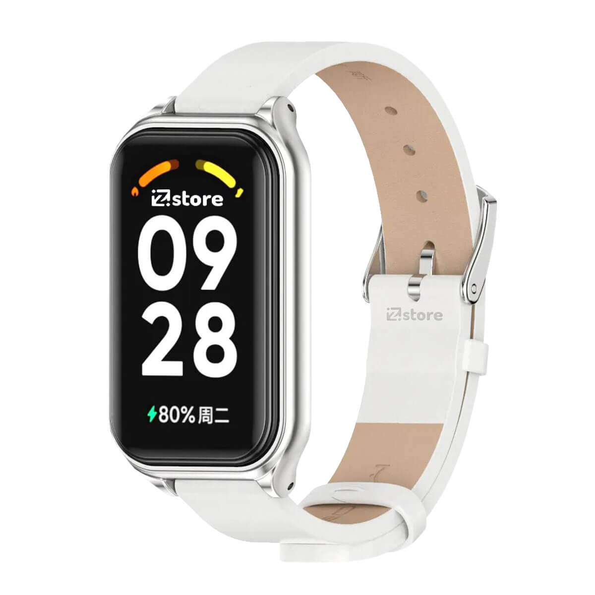 Correa de Cuero Para Redmi Band 2 de Microfibra PU Blanco C/M Silver