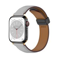 Correa De Cuero Para Apple Watch 42-44-45-49mm Gold Gris