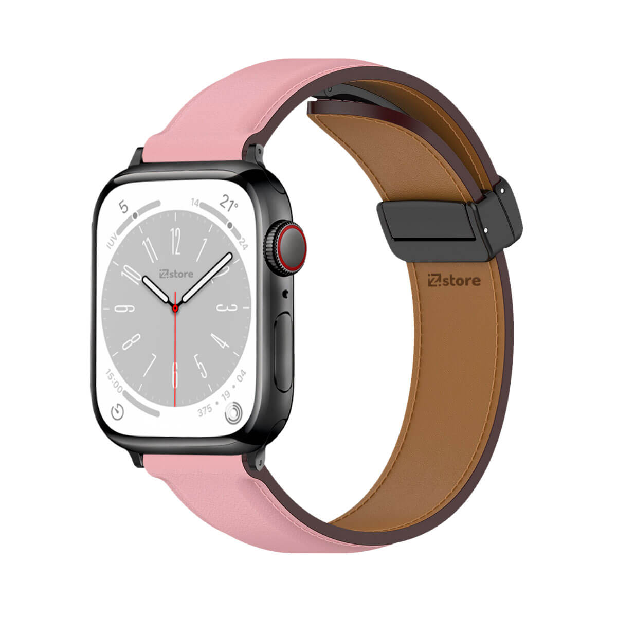 Correa De Cuero Para Apple Watch 42-44-45-49mm Black Rosado
