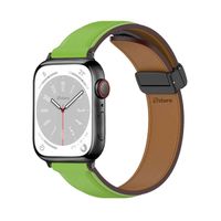 Correa De Cuero Para Apple Watch 42-44-45-49mm Black Verde