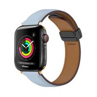 Correa De Cuero Para Apple Watch 38-40-41mm Gold Celeste