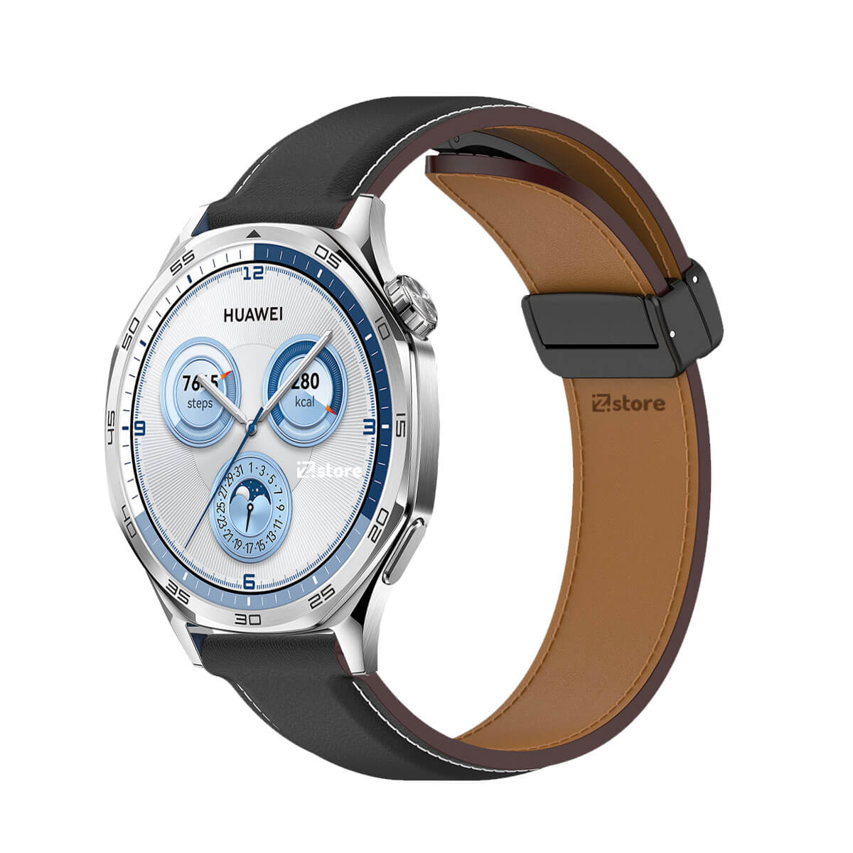 Correa de Cuero Para Huawei Watch GT5/GT5 Pro Broche Magnético 46mm Negro