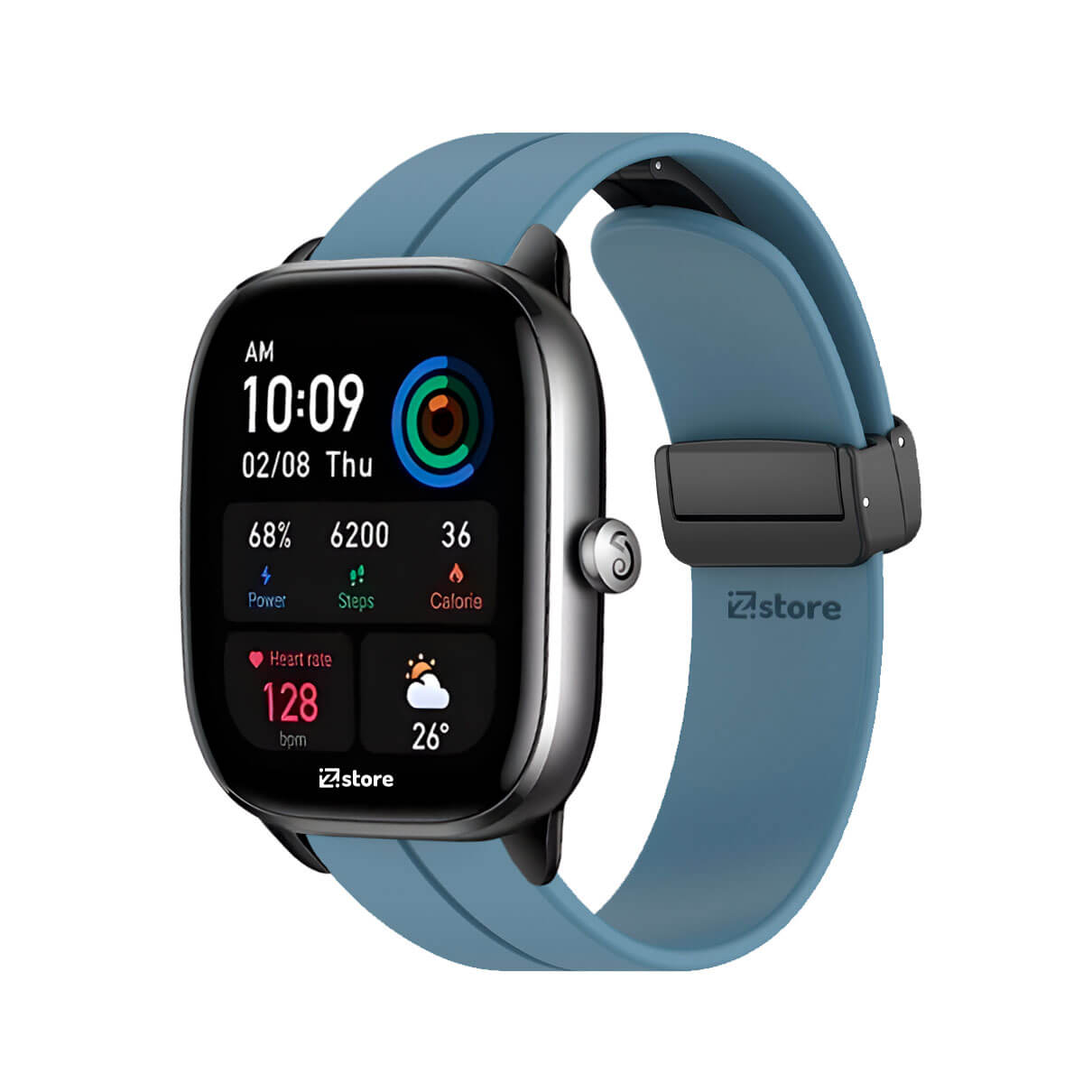 Correa Para Amazfit GTS4 Mini Broche Magnético Azul Acero