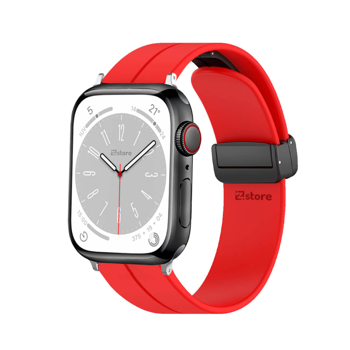 Correa Para Apple Watch Broche Magnético 42-44-45-49mm Silver Rojo