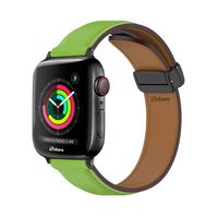 Correa De Cuero Para Apple Watch 38-40-41mm Black Verde