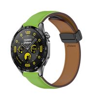 Correa de Cuero Para Huawei Watch GT4 Broche Magnético 46mm Verde